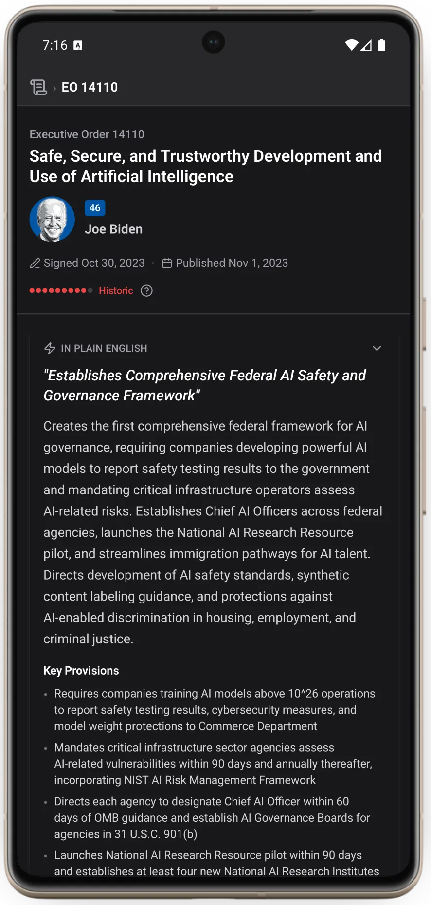 Oval Brief app detail screen