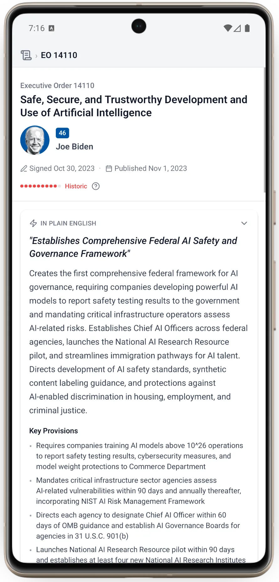 Oval Brief app detail screen